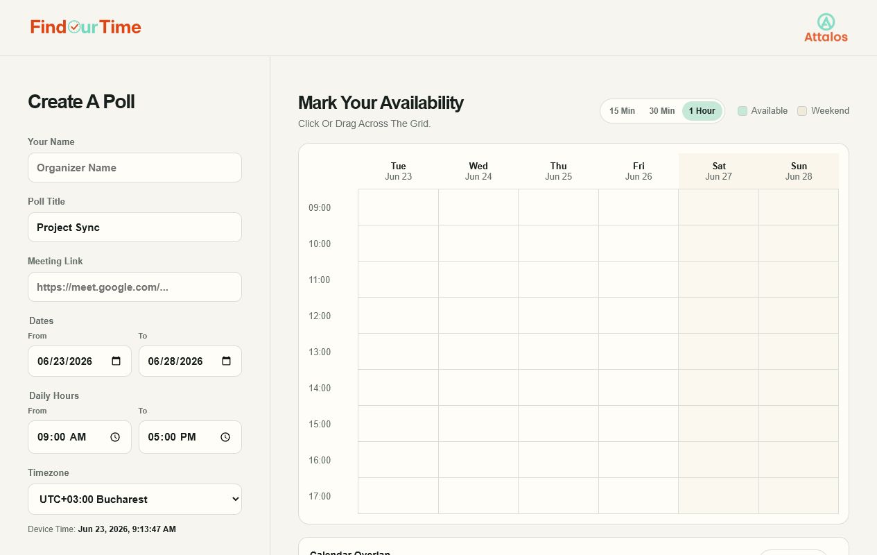 Create a FindOurTime poll