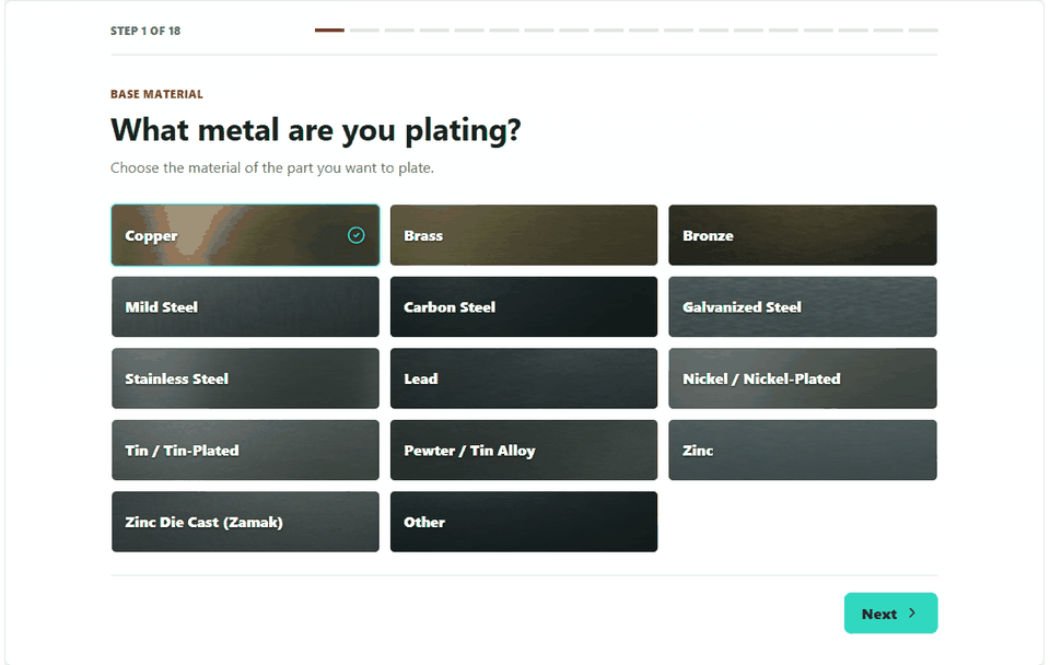 Animated PlateLab Guided Plating walkthrough showing the electroplating workflow