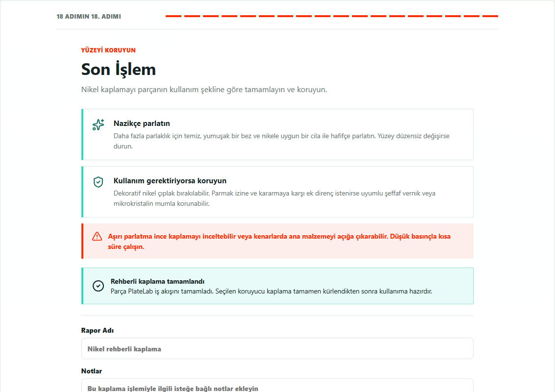 Elektrokaplama sonrasında PlateLab son işlem rehberi