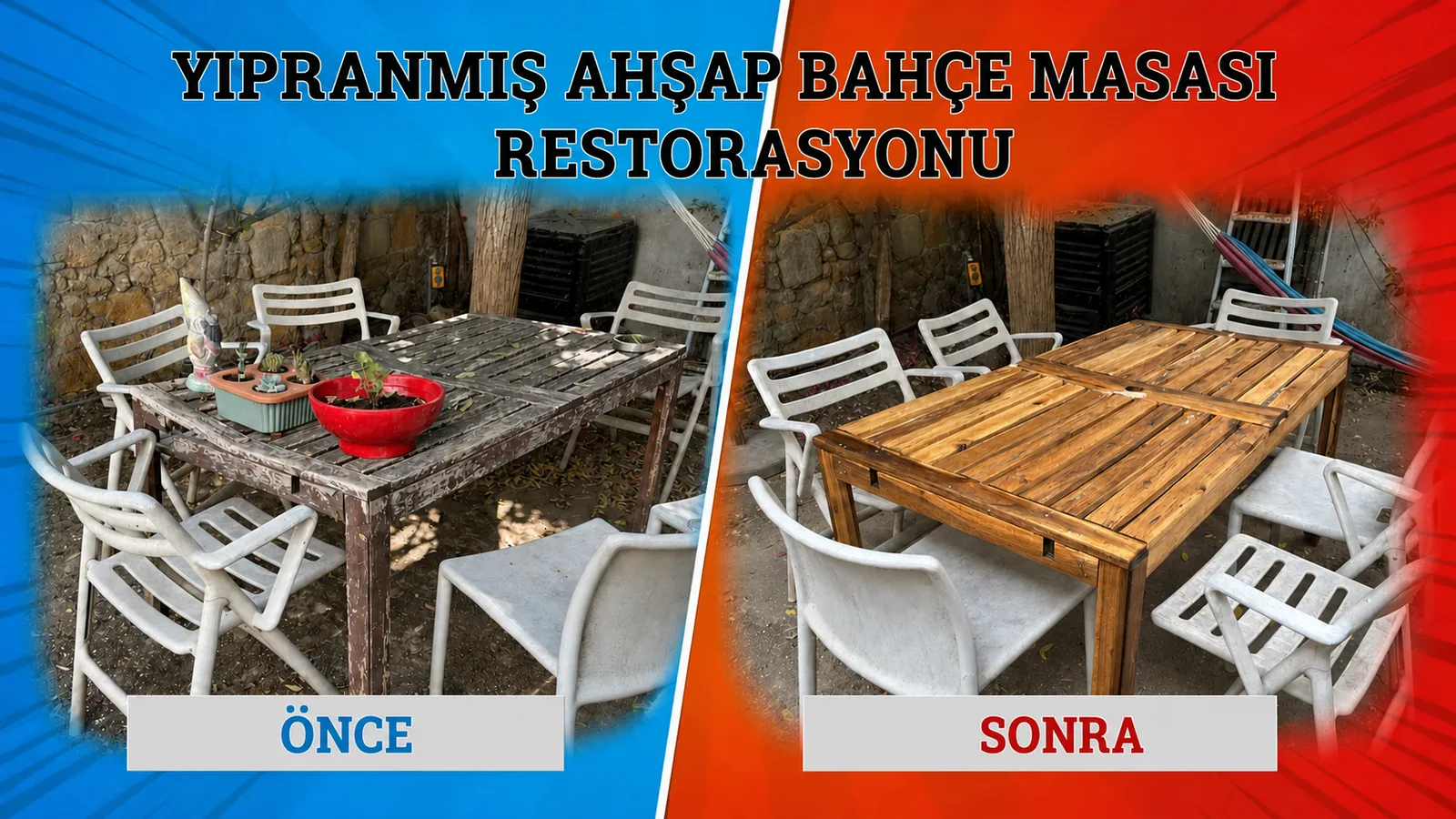Kıbrıs'ta Yıpranmış Ahşap Bir Bahçe Masasını Nasıl Restore Ettim kapak görseli
